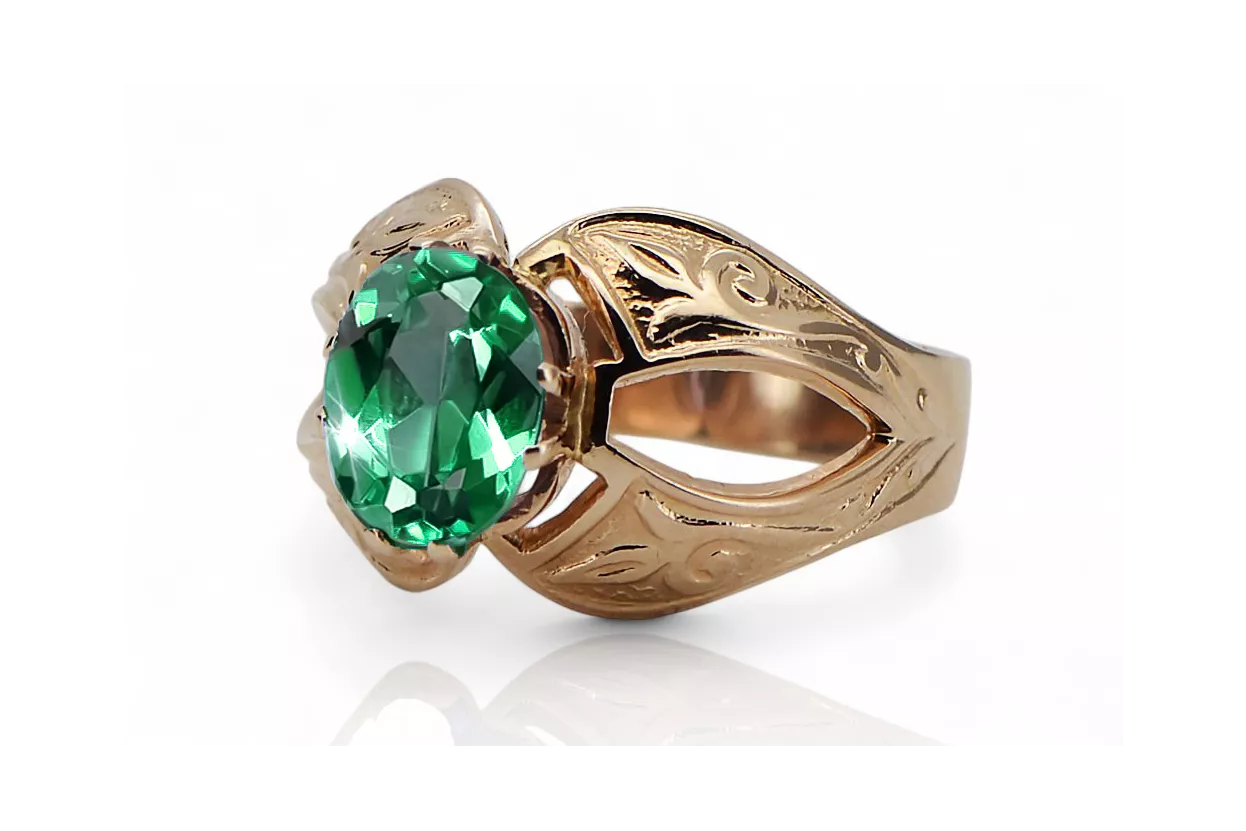 Ring Emerald Original Vintage 14K Rose Gold Vintage craft vrc135r Ring Emerald Original Vintage 14K Rose Gold Vintage craft vrc135r